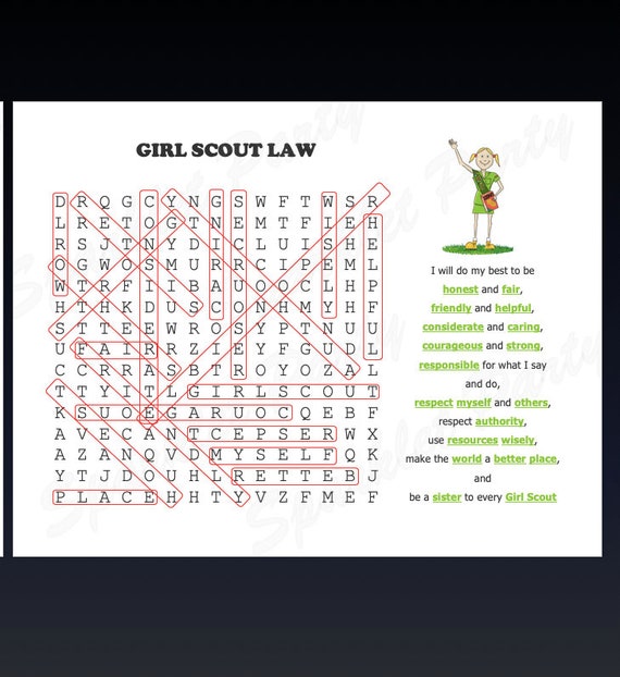 Girl Scout Law Word Search Game Answer Sheet Included Etsy Girl Scout Law Word Search Game Answer Sheet Included Etsy