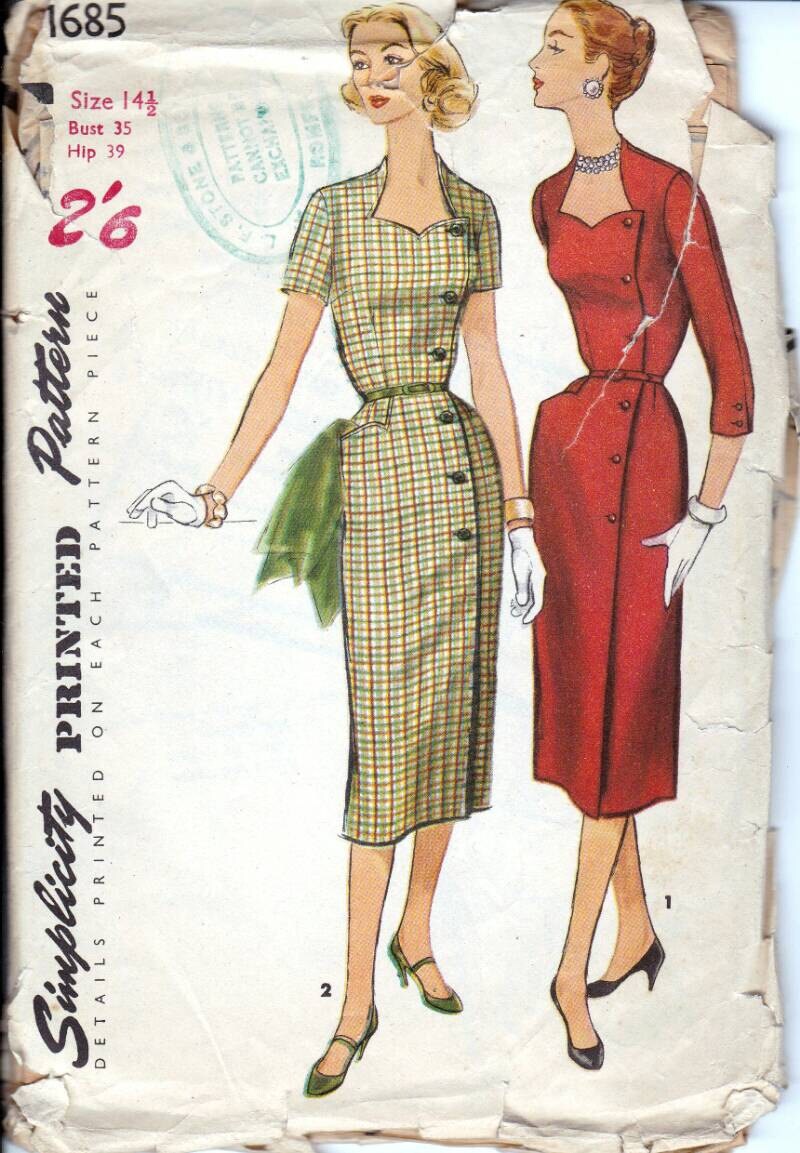 Sewing & Fiber Vintage 1950s Simplicity 1685 Dress Sewing Pattern ...