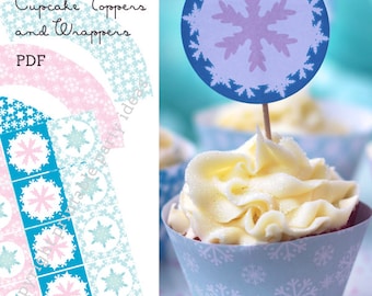 Winter Wonderland cupcake toppers and wrappers - Printable PDF