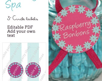 Pacific Beauty Spa 3" circle labels - editable PDF - add your own text