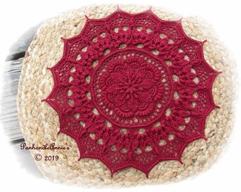 Elegant Seraphina Handmade Textured Crocheted Maroon Doily