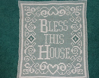 Filet "Bless This House" wall hanging