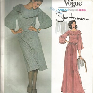 Vogue American Designer Sewing Pattern 1355 STAN HERMAN Vintage Evening Dress, Size 16, Uncut, Rare