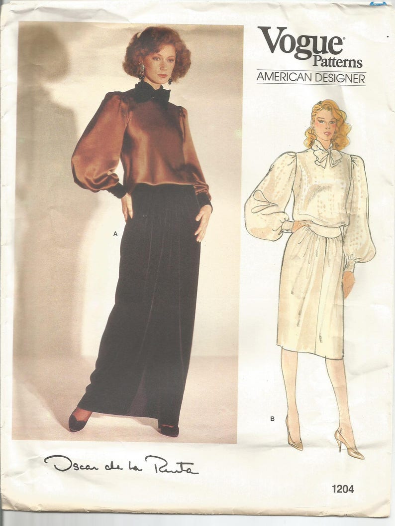 Vogue Designer Sewing Pattern 1204 Oscar De La Renta Top and - Etsy