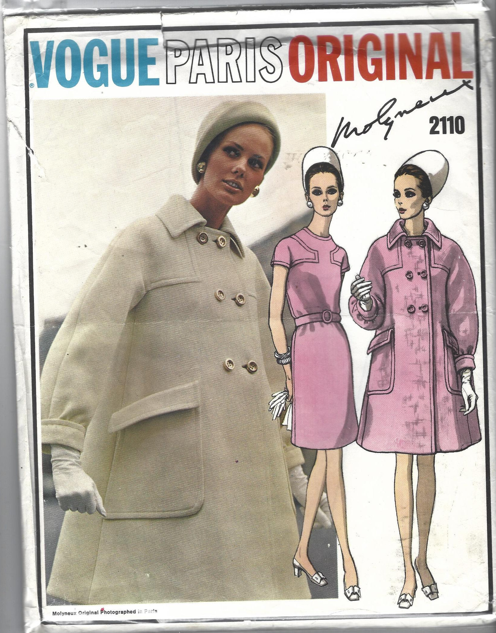 Vogue Sewing Pattern 2110, Paris Original MOLYNEUX, Vintage 1960's