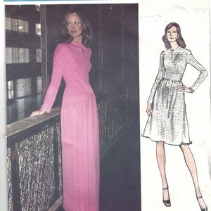 May include: A vintage Vogue Couturier Design sewing pattern for a long pink dress with a V-neck and long sleeves. The pattern number is 2788 and the designer is Pucci.