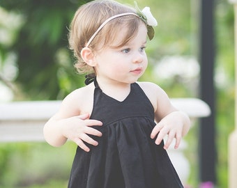Black Halter Dress, girls halter dress, black, audrey hepburn, basic, newborn,little black dress, Christmas, New Years