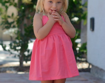 Coral Halter Dress, girl dress, boutique, newborn, coming home outfit