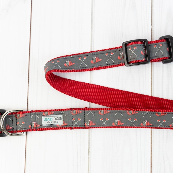 Firefighter Dog Collar, Firefighter Gift For Dog Lover, First Responder Gift, Volunteer Gifts, Red Dog Collar, Firefighter Axe And Helmet