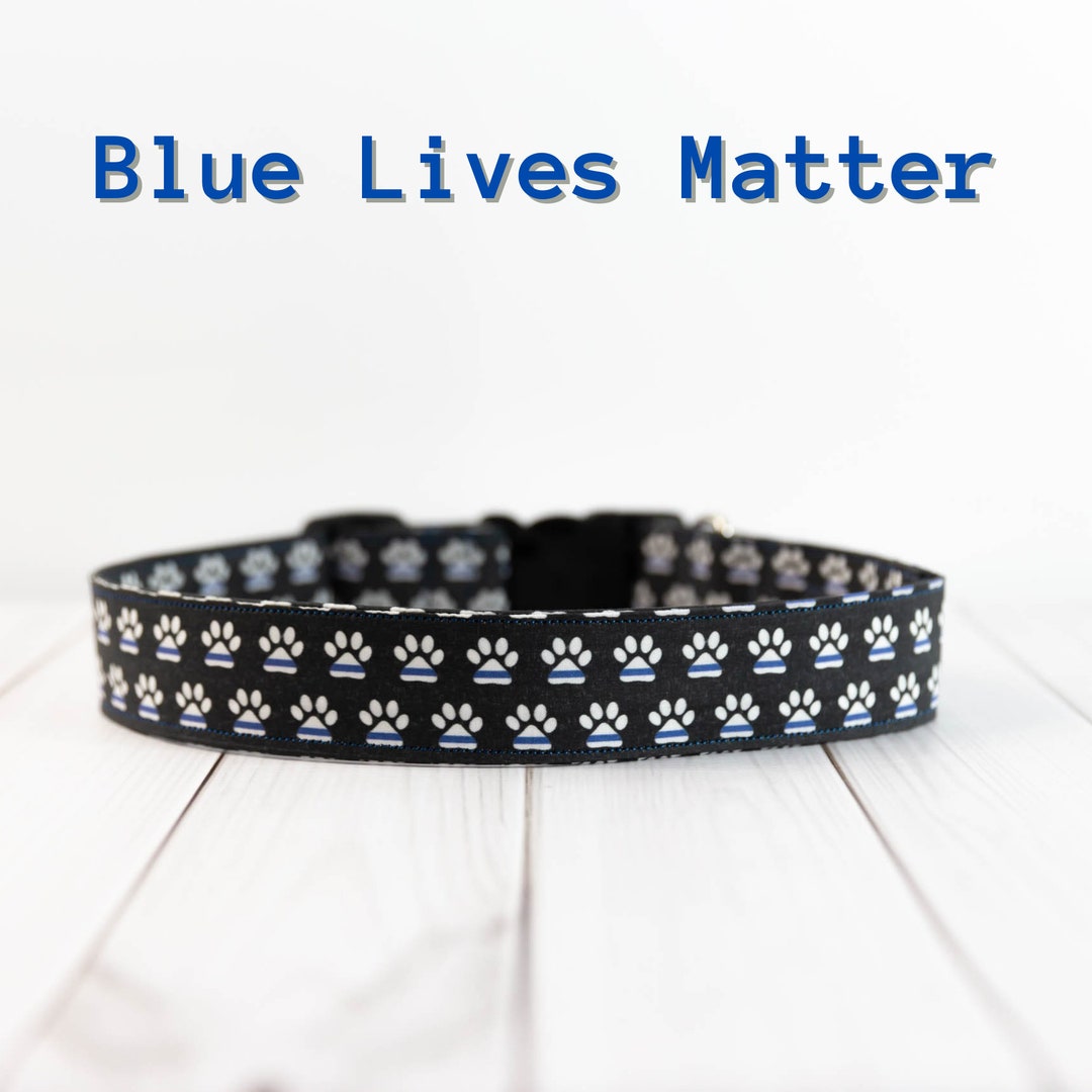 Thin Blue Line Dog Collar Police Dog Collar Black and Blue Etsy UK