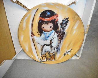 Vintage Collector Plate "MY FIRST ARROW" by de Grazia No. 1429/15000 1989 10 1/4"