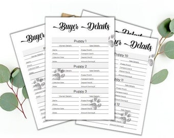 Puppy 12 Buyer Pack - Classic Paw Prints - Breeder forms, PDF Document