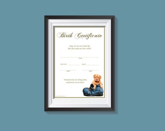 Puppy Birth Certificate - Blue Shoe (Instant Download)