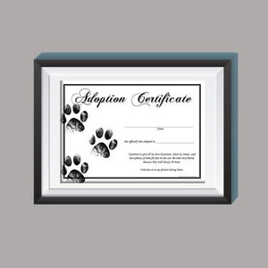 Certificado de Adoção - Preto (Download Instantâneo)
