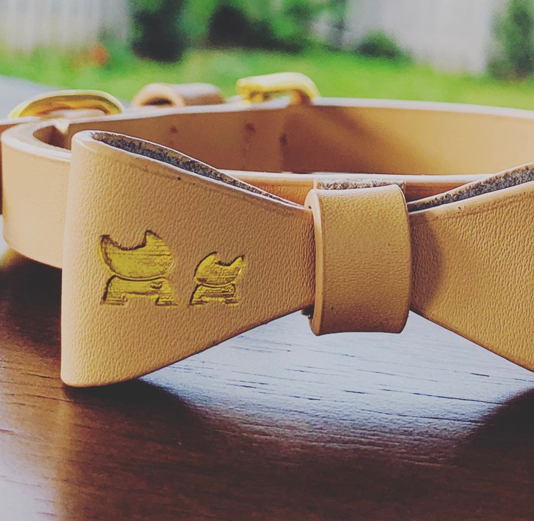 Beach Luxury Leather Dog / Cat Bow Collar - Etsy