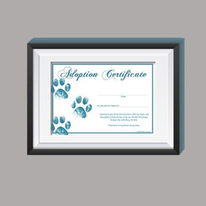 Adoptiecertificaat - Blauw (direct downloaden)