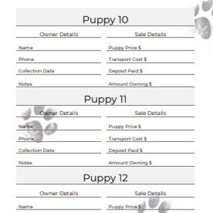 Puppy Breeder/Litter Pack - Classic Paw Prints - Breeder forms, PDF Document image 8