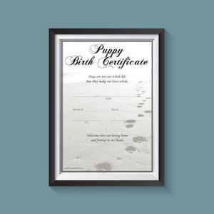 Welpe Geburtsurkunde - Silver Beach (Instant Download)