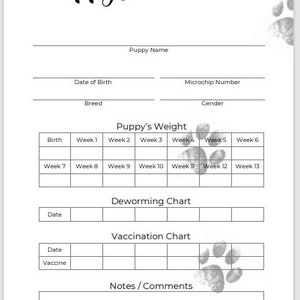 Puppy Breeder/Litter Pack - Classic Paw Prints - Breeder forms, PDF Document image 3