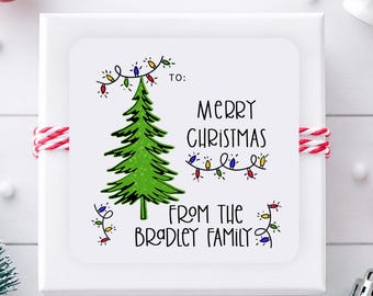 Christmas Present Stickers | Personalized Merry Christmas Gift Tag Stickers | Holiday Gift Tag Stickers | Printed Christmas Gift Stickers