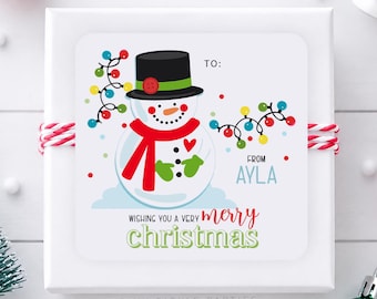 Personalized Christmas Gift Stickers | Merry Christmas Gift Tag Stickers | Holiday Gift Tag Stickers | Printed Christmas Present Stickers