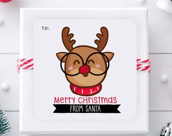 Christmas Present Stickers | Personalized Merry Christmas Gift Tag Stickers | Holiday Gift Tag Stickers | Printed Christmas Gift Stickers