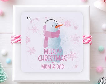 Personalized Christmas Gift Stickers | Merry Christmas Gift Tag Stickers | Holiday Gift Tag Stickers | Printed Christmas Present Stickers