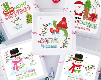 Personalized Christmas Gift Stickers | Merry Christmas Gift Tag Stickers | Holiday Gift Tag Stickers | Printed Christmas Present Stickers