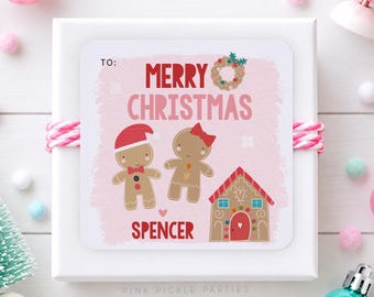 Personalized Christmas Gift Stickers | Merry Christmas Gift Tag Stickers | Holiday Gift Tag Stickers | Printed Christmas Present Stickers