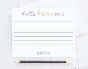 Personalized Camp Stationery Set For Girls, A Note From Camp Note Cards, Fill In The Blank Camp Note Card, Kids Note Cards | Set of 12