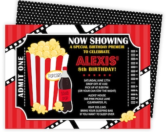 movie theater birthday invitation etsy