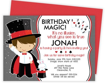 magic party photo invitation magic birthday invitations etsy