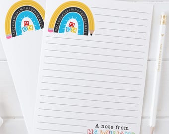 Teacher Notepad Personalized Teacher Appreciation Gift | Custom Teacher Notepad, End of School Teacher Gift, Back to School Memo Pad