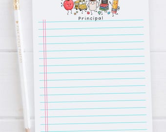 Personalized Principal Notepad | School Principal Gift | Assistant Principal Stationery | Custom School Administrator Memo Pad