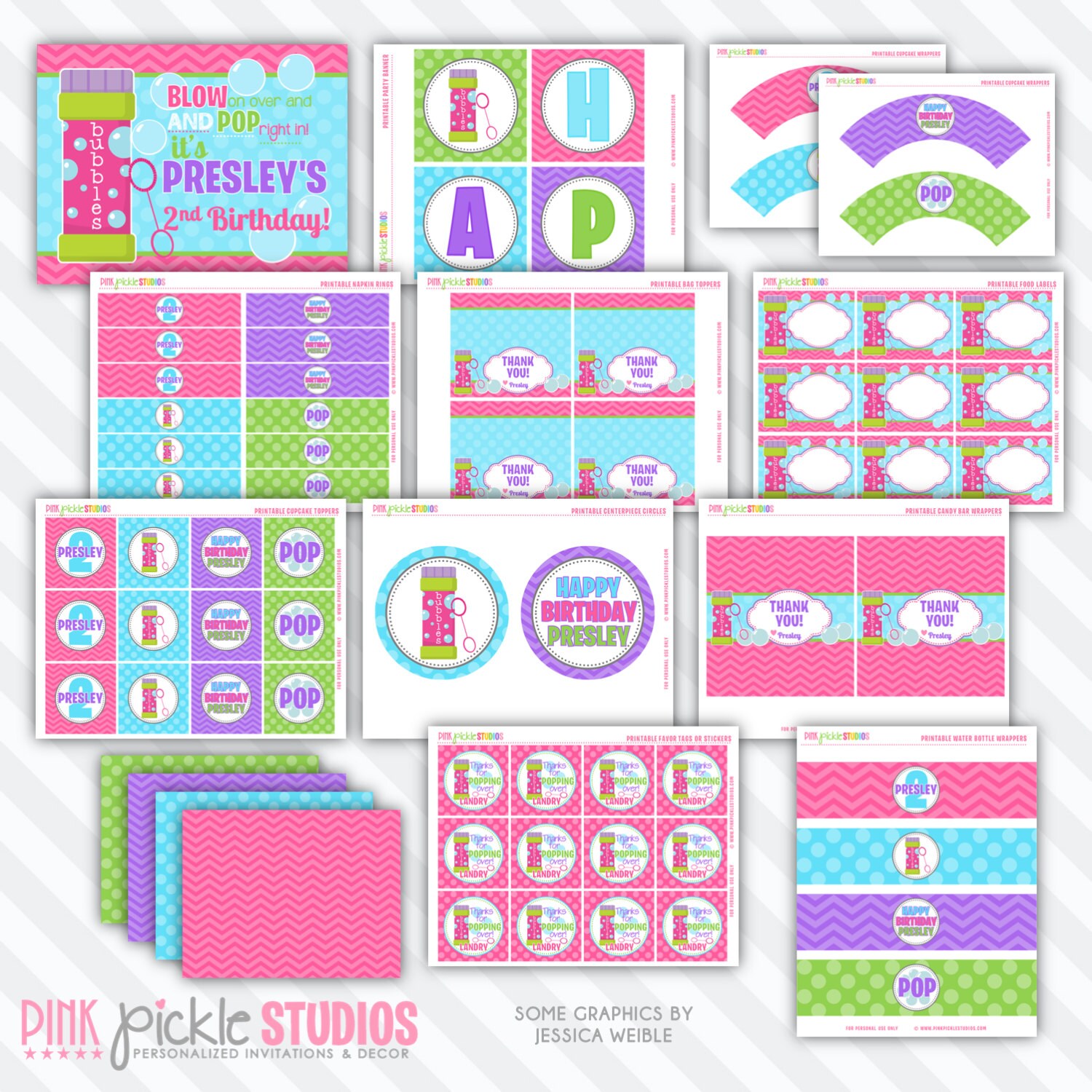 Bubbles Birthday Party Printables Package Personalized | Etsy