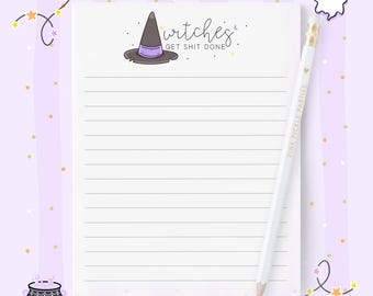 Witch Notepad, Witches Get Shit Done Halloween Notepad, Halloween Stationery, To Do List, Cute Office Supplies, Memo Pad, Funny Halloween