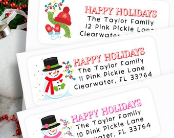 Christmas Return Address Labels, Christmas Address Label, Printed Holiday Return Address Label, Personalized Return Address Labels