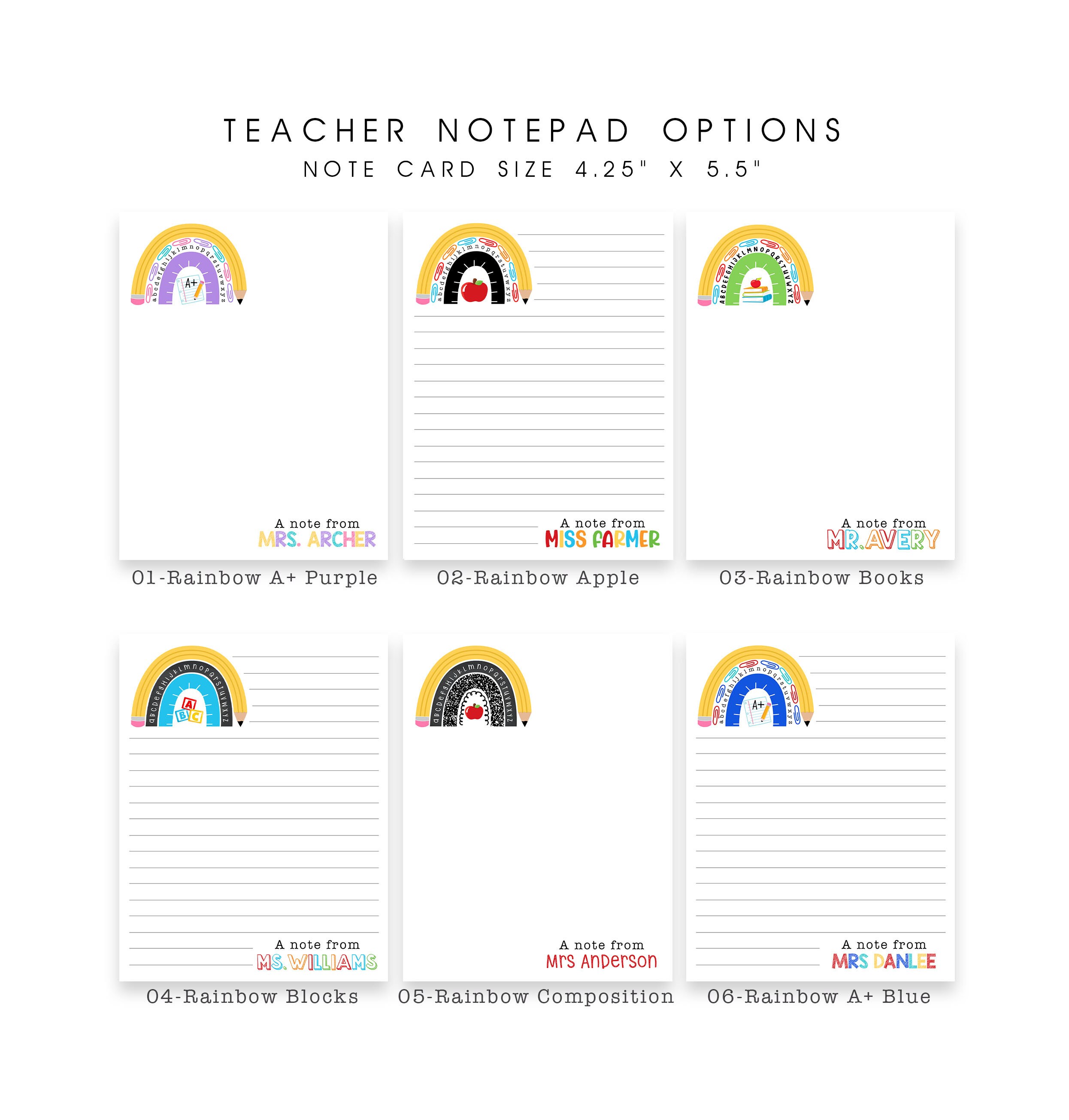 Teacher Notepad Personalized Teacher Appreciation Gift | Custom Teacher ...