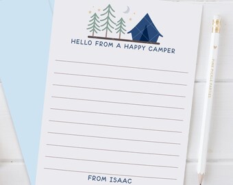 Personalized Camp Stationery Set For Boys, A Note From Camp Note Cards, Fill In The Blank Camp Note Card, Kids Note Cards | Set of 12