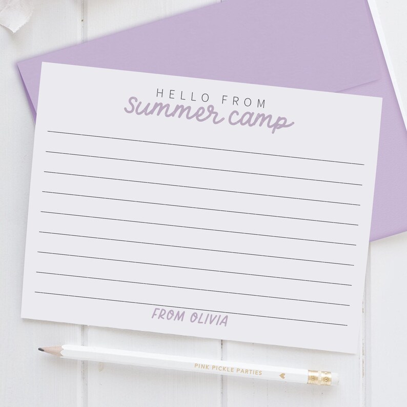 Personalized Camp Stationery Set for Girls, A Note From Camp Note Cards ...