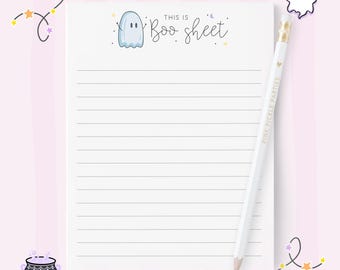 Boo Sheet Notepad, Ghost Notepad, Halloween Notepad, Halloween Stationery, To Do List, Cute Office Supplies, Memo Pad, Funny Halloween