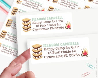 Etiquetas adhesivas personalizadas para direcciones de remitente, juego de 30 etiquetas impresas / Etiquetas de dirección para campamentos / Etiquetas adhesivas para direcciones de campamentos de verano
