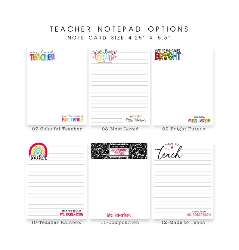 Teacher Notepad, Teacher Gifts Personalized, Custom Teacher Notepad ...