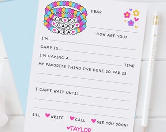 Personalized In My Camp Era Notecards, Camp Stationery Set For Girls, A Note From Camp, Fill In The Blank Camp Note Card, Kids Note Cards