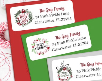 Christmas Return Address Labels, Christmas Address Label, Printed Holiday Return Address Label, Personalized Return Address Labels