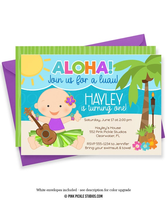 Luau Invitation 1st Birthday Invitation Luau Baby Etsy