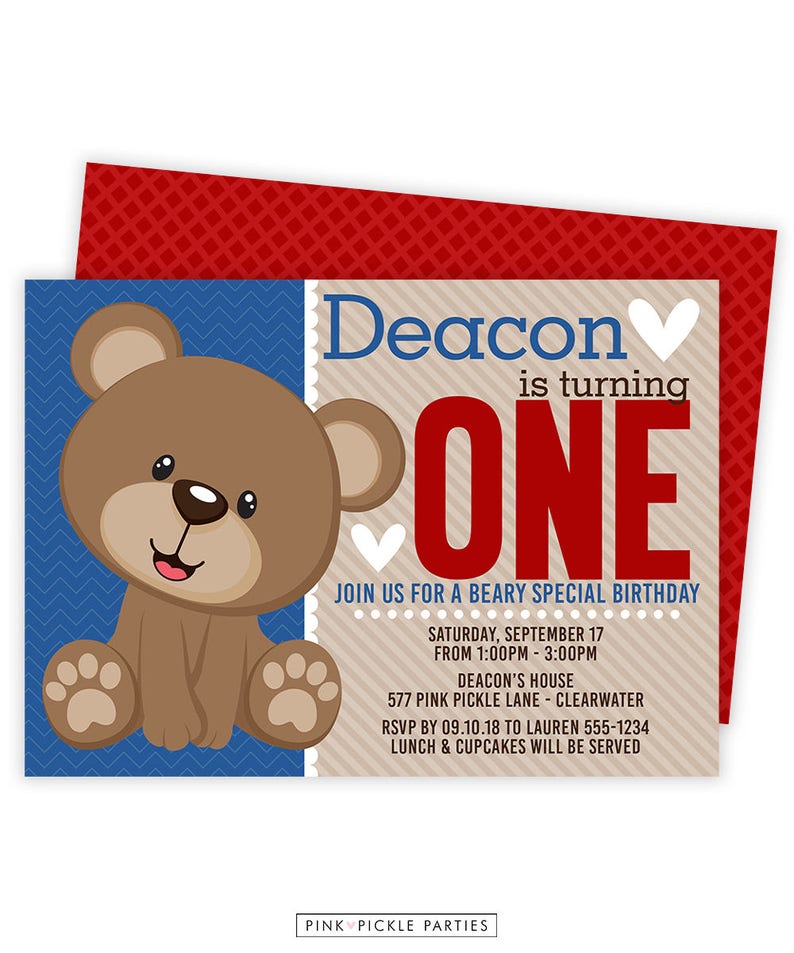Teddy Bear Invitation Teddy Bear 1st Birthday Bear Etsy