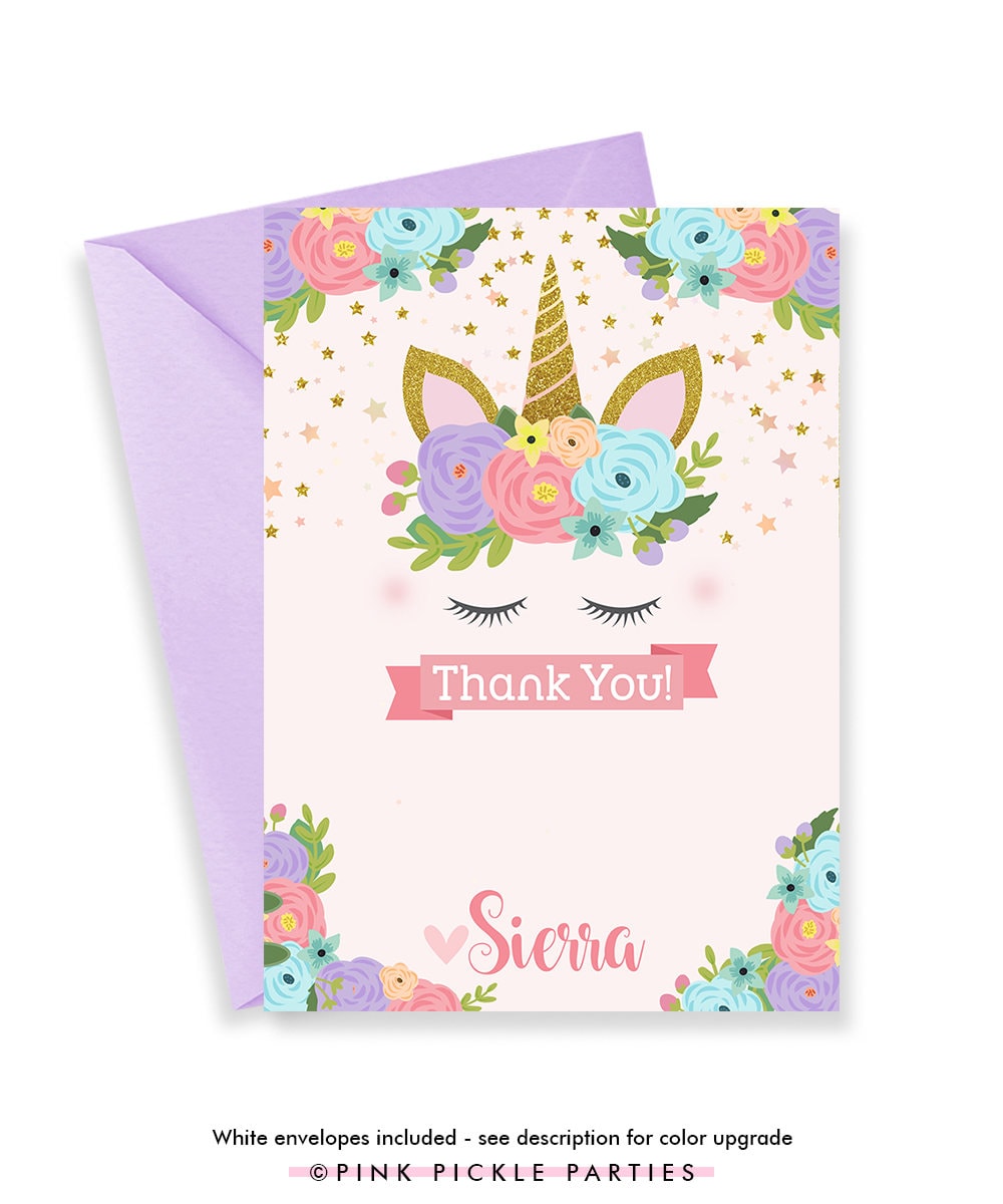 unicorn thank you card unicorn thank you printable unicorn