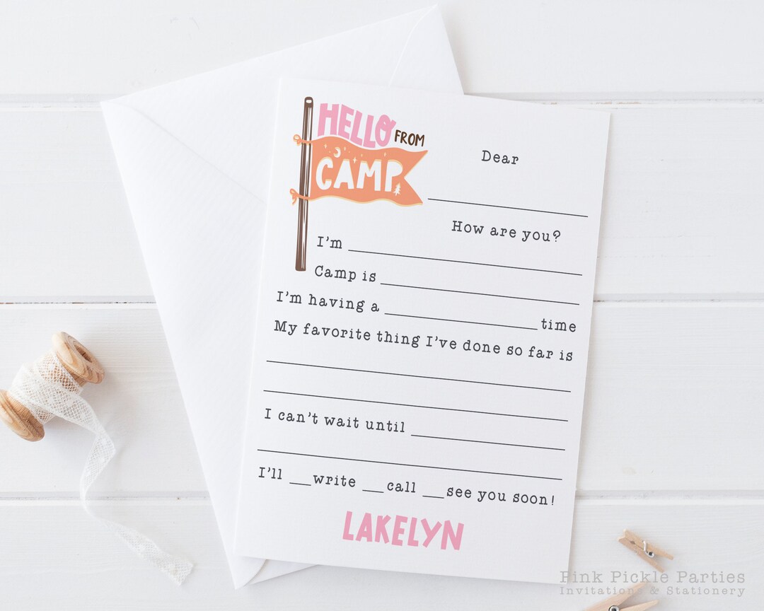 Personalized Camp Stationery Set for Girls, A Note From Camp Note Cards