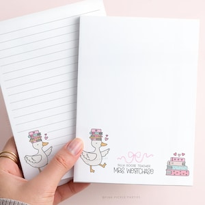 Silly Goose Teacher Notepad, Personalized Teacher Gift, End of the Year Teacher Gift, Teacher Appreciation Gift, Bookish Notepad Stationery